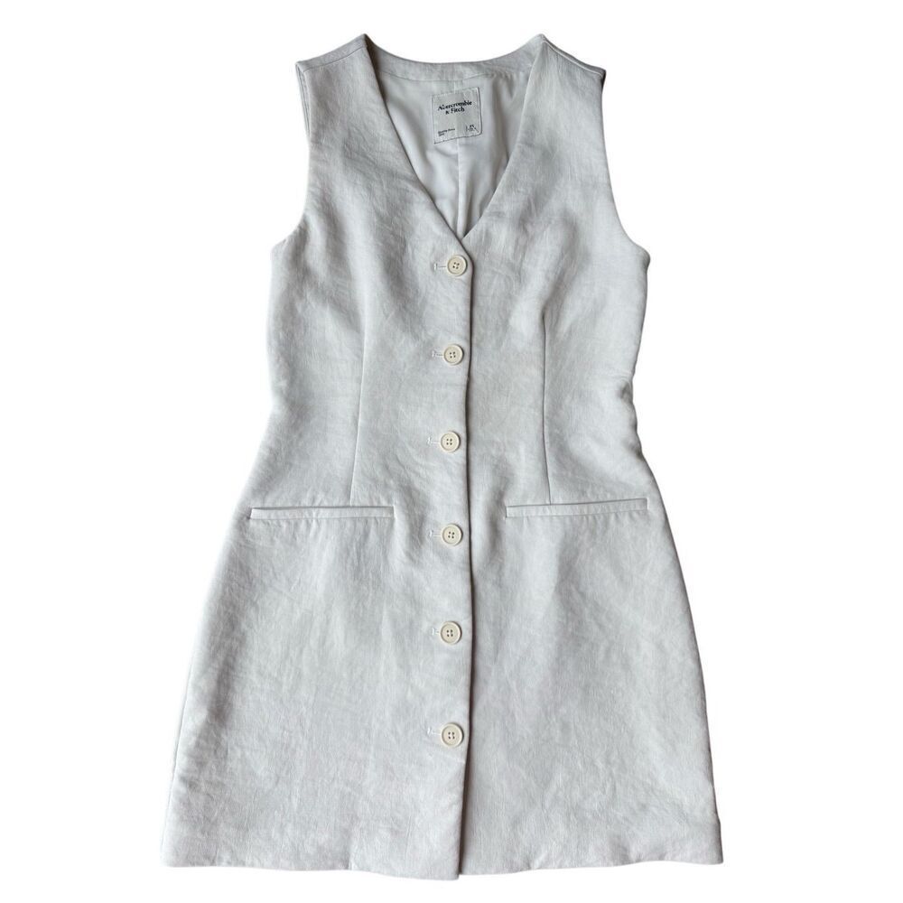 Abercrombie & Fitch vest button up dress in off white